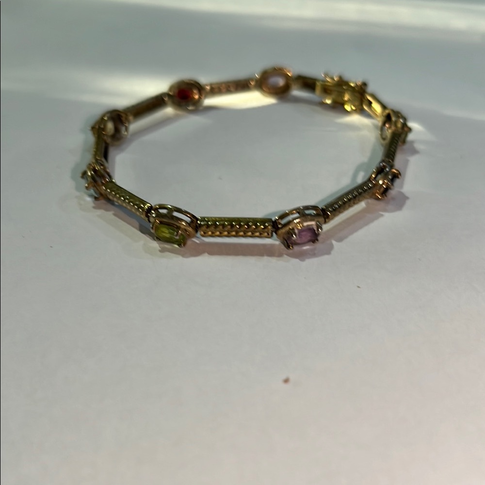 Sterling Silver 925 Elegant Multi-Color Gemstone Bracelet